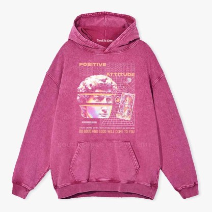 Soulisfree Positive Attitude  Washed Hoodie
