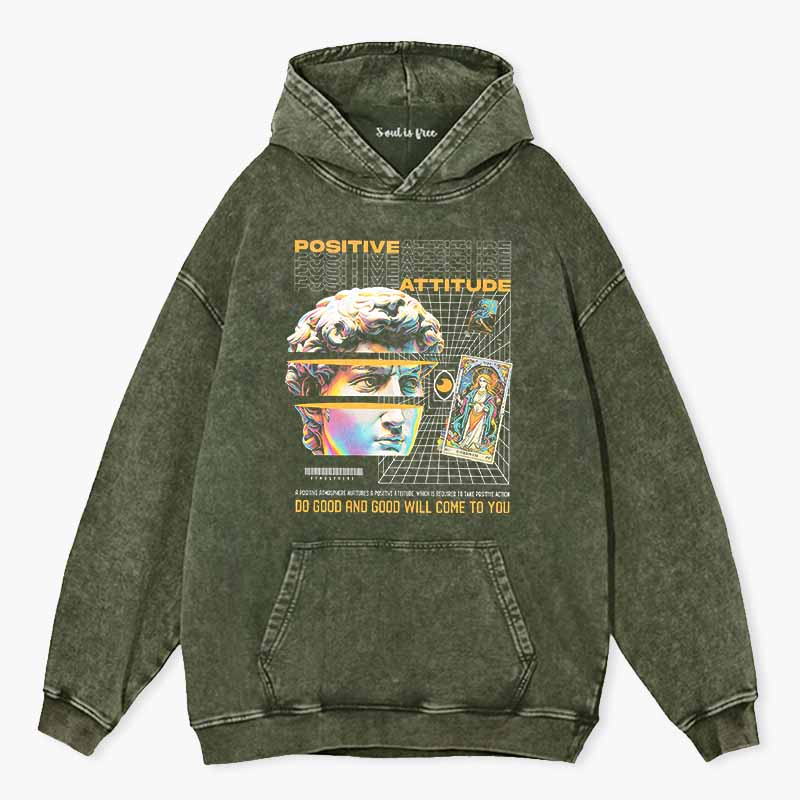 Soulisfree Positive Attitude  Washed Hoodie