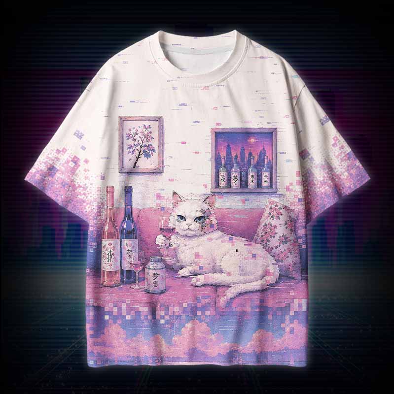 Soulisfree Drunk Cat  Cotton Tee