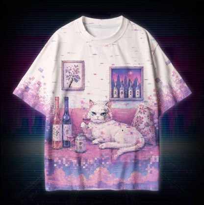 Soulisfree Drunk Cat  Cotton Tee