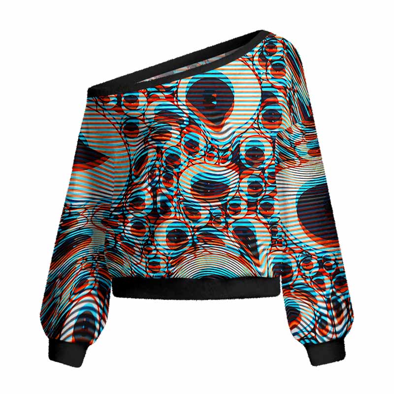 Soulisfree Trippy Optical Vortex Women's Fuzzy Crewneck Sweater