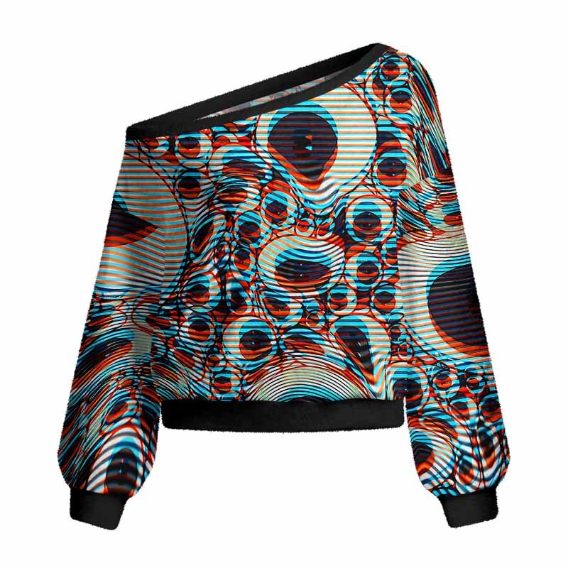 Soulisfree Trippy Optical Vortex Women's Fuzzy Crewneck Sweater