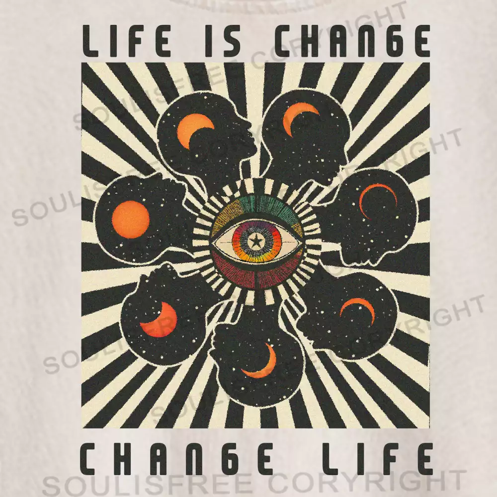 LIFE IS CHANGE, CHANGE LIFE Washed Crop T-shirt