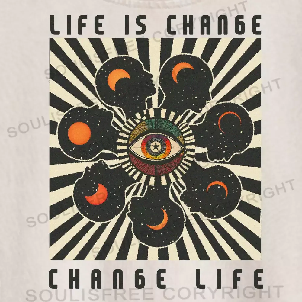 LIFE IS CHANGE, CHANGE LIFE Washed Crop T-shirt