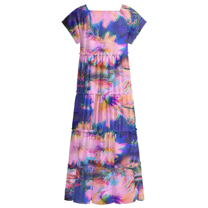 Soulisfree Iridescent Bloom  Square Neck Maxi Dress