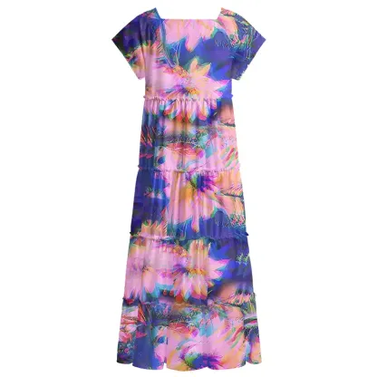 Soulisfree Iridescent Bloom  Square Neck Maxi Dress