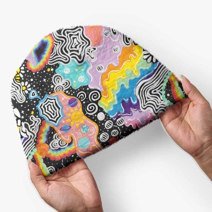 Soulisfree Psychedelic Vortex Collage Fuzzy Beanie