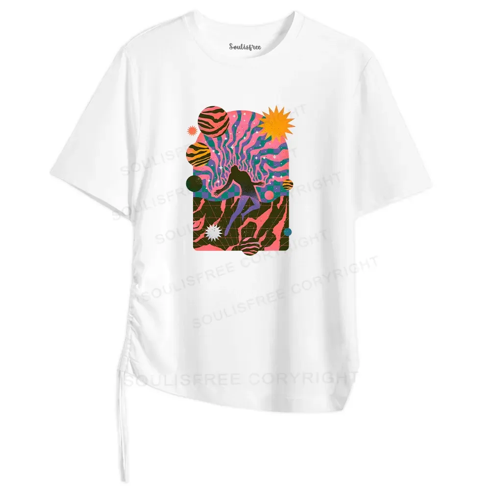 Designed Dystopia Asymmetrical Top With Side Drawstring