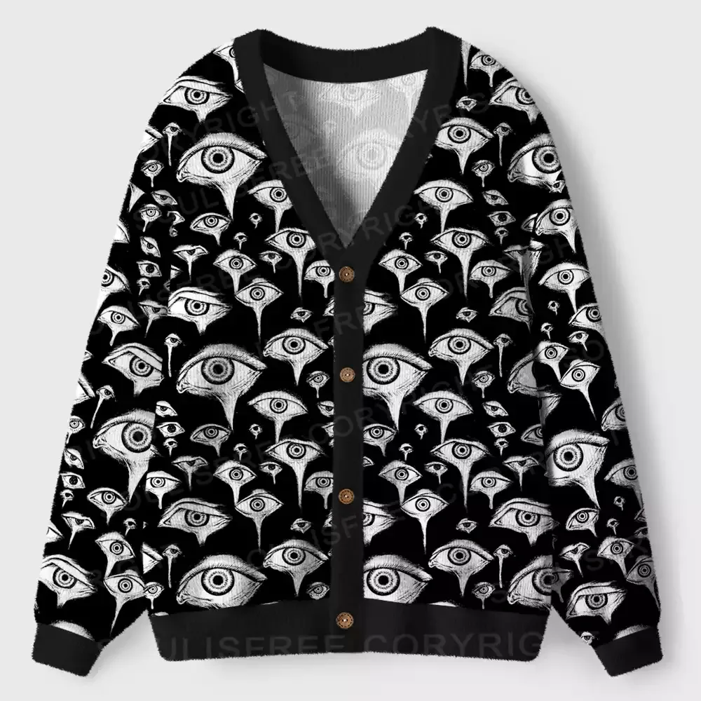 Designed Gaze Into the Abyss Ugly Cardigan Sweaters