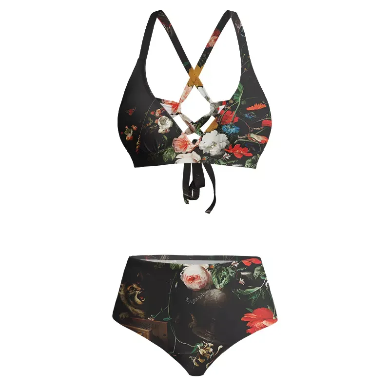 Soulisfree Dark Bouquet Glitch Cross Bikini