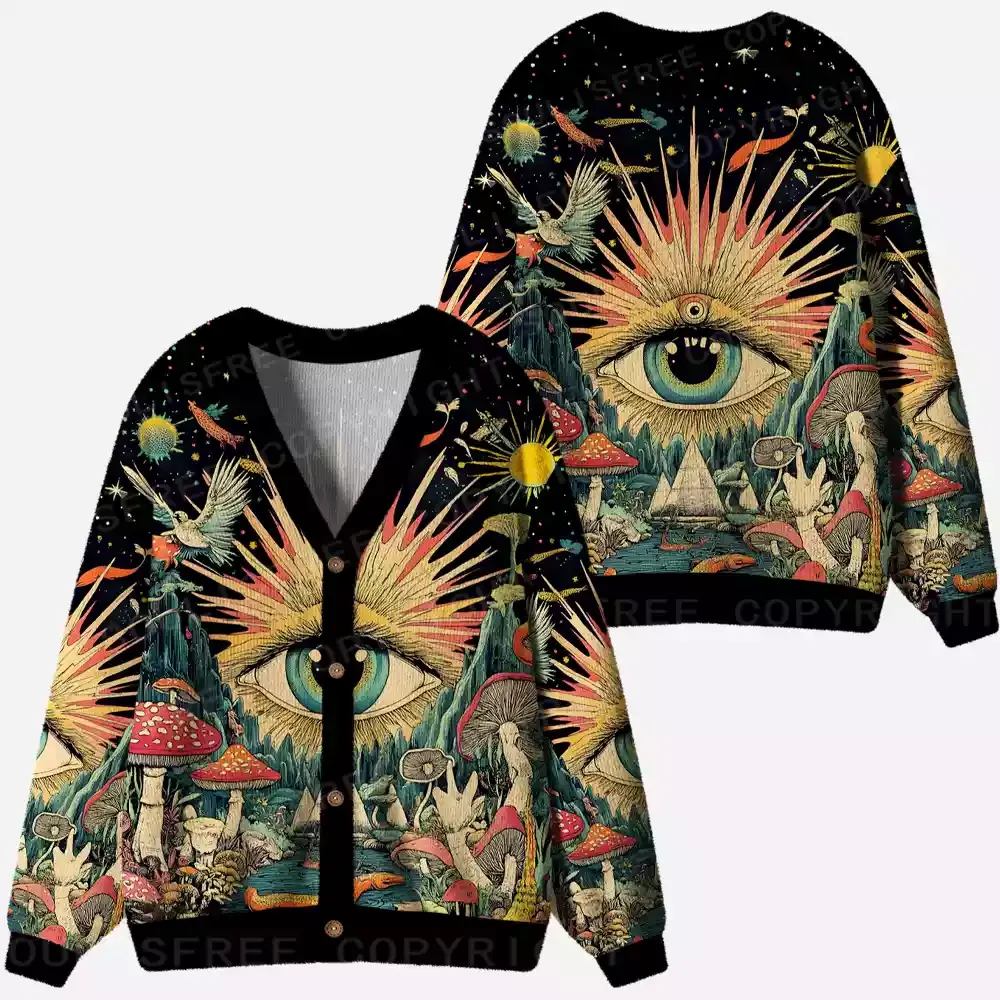 Divine Eye Fungal Grove Ugly Cardigan Sweaters