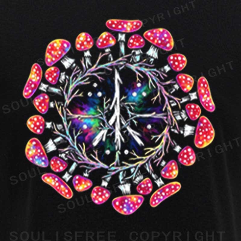 Soulisfree Mushroom Mandala Raglan Crop Tee