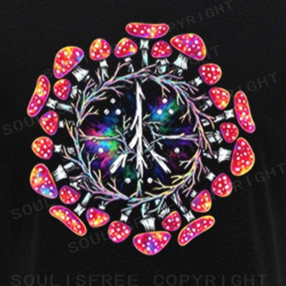 Soulisfree Mushroom Mandala Raglan Crop Tee