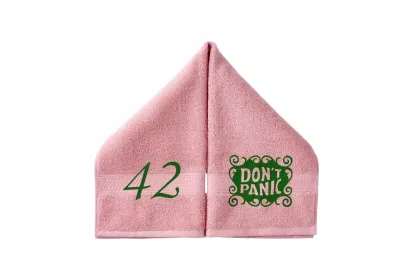 DON'T PANIC Embroidered Hand Towel