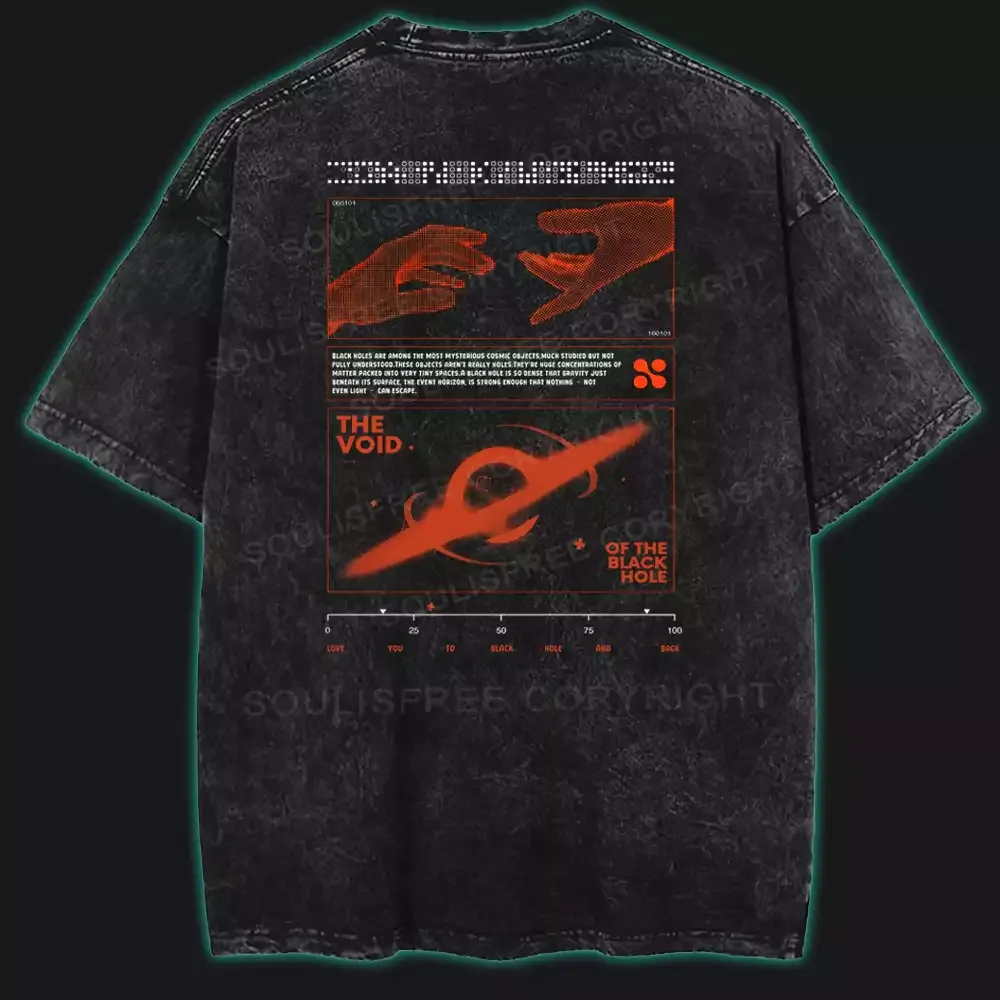 Designed Love You To Black Hole And Back Washed Space T-shirt