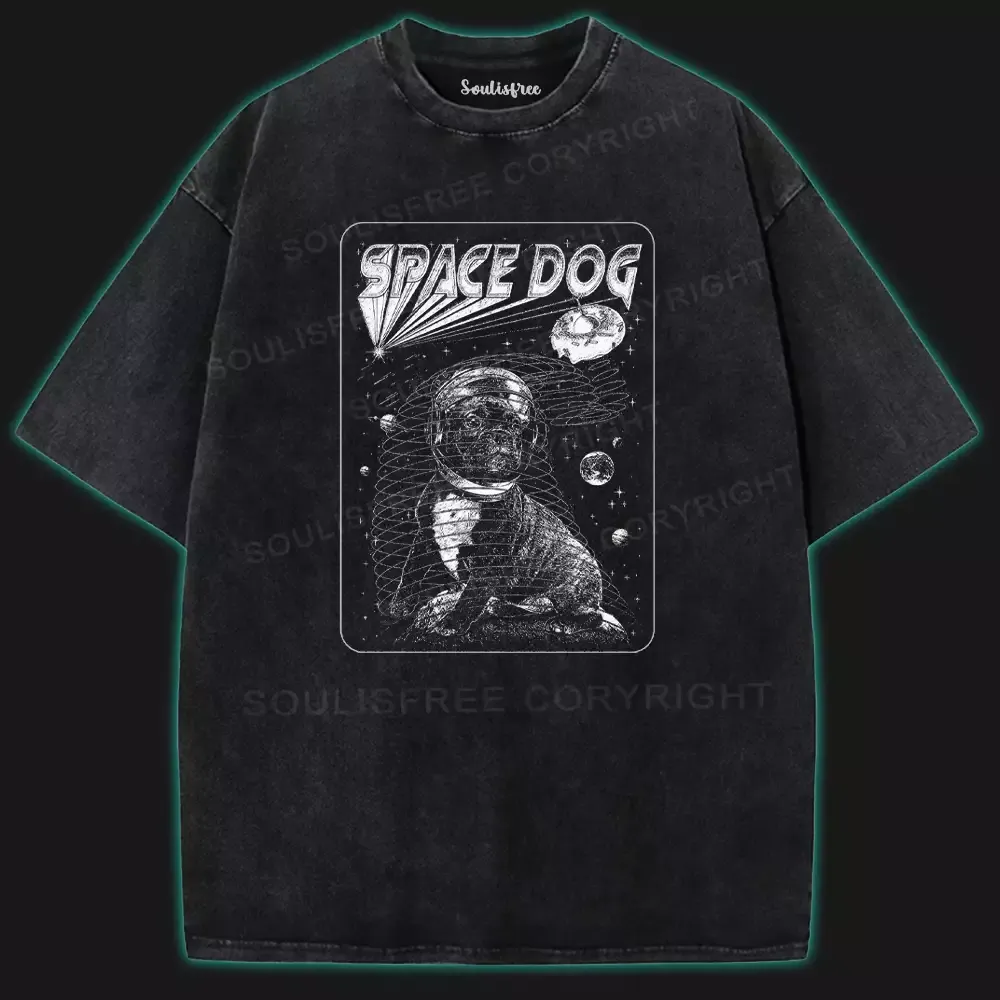 Designed Space Dog Washed Space T-shirt