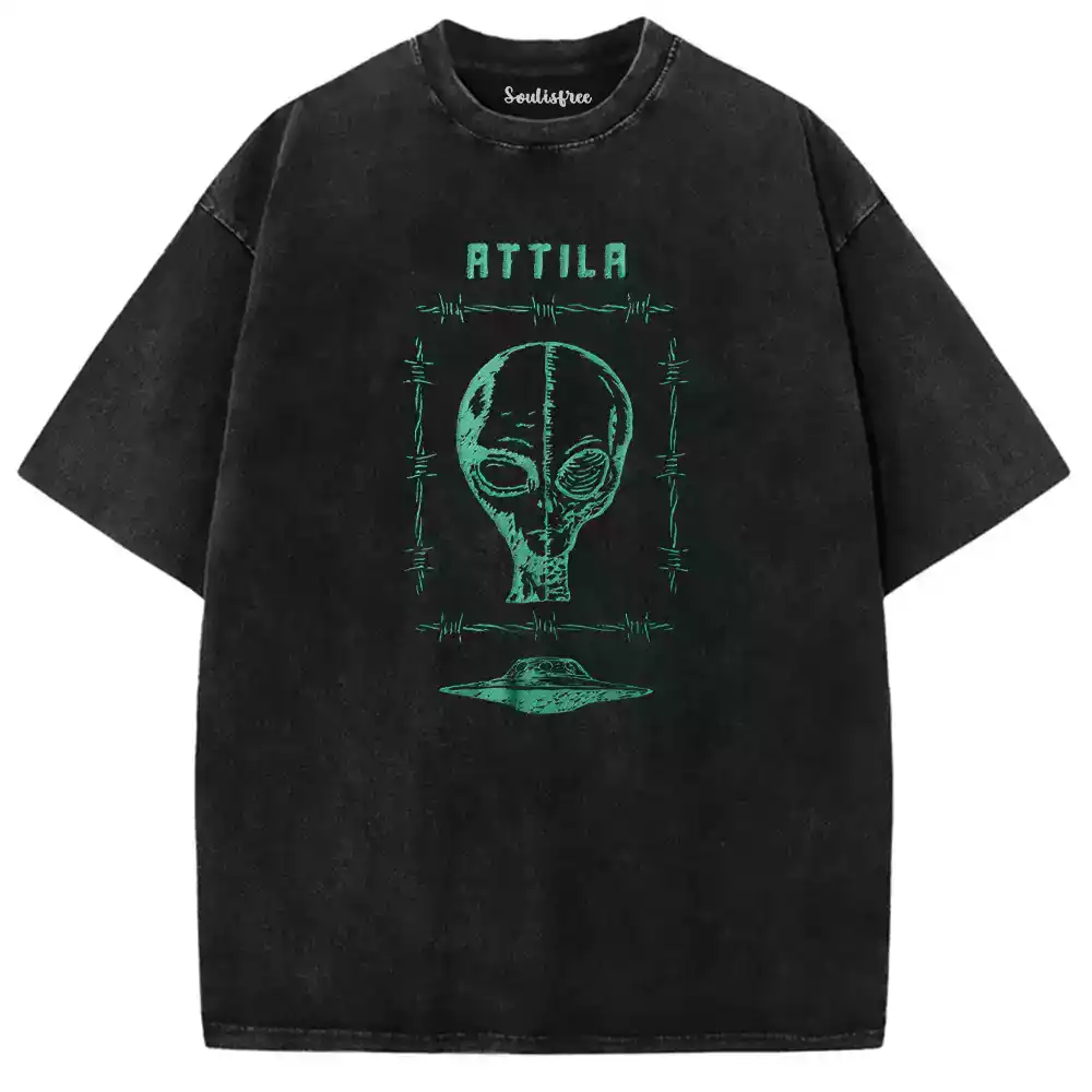 Green Alien Washed Alien T-shirt