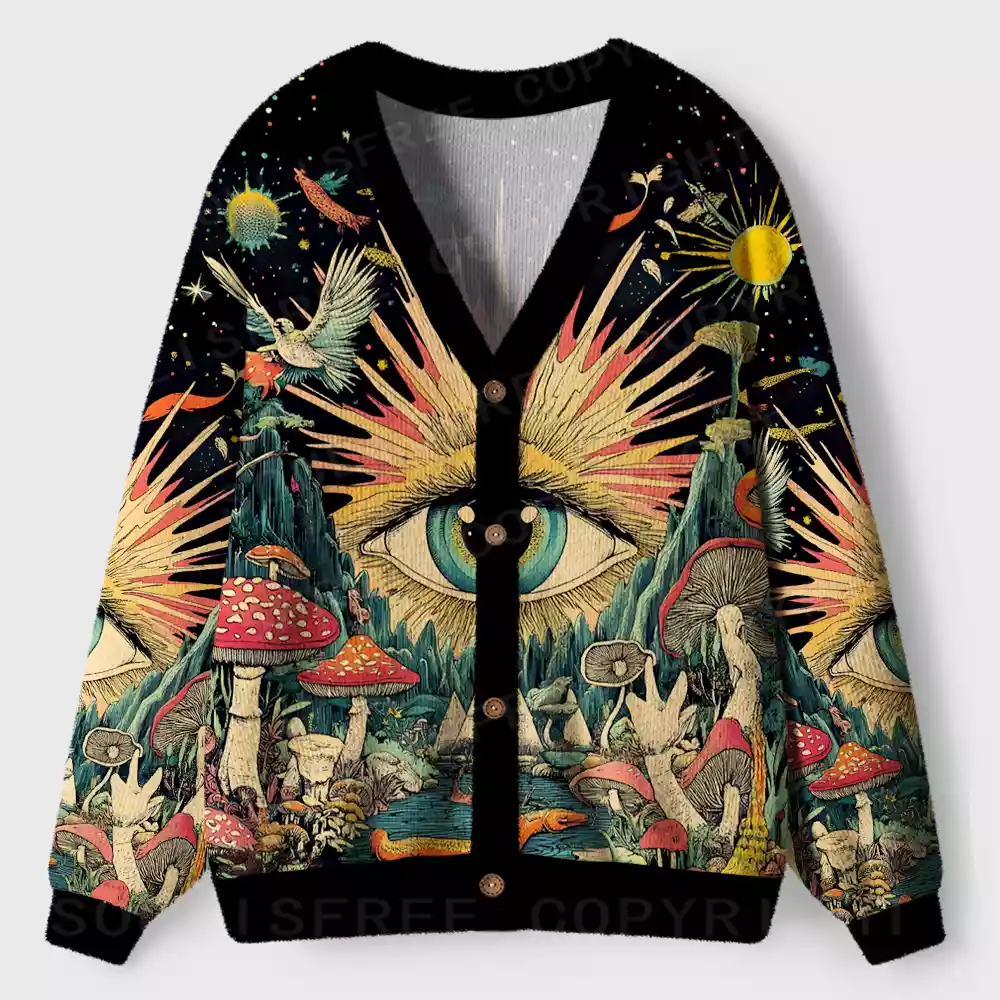 Divine Eye Fungal Grove Ugly Cardigan Sweaters