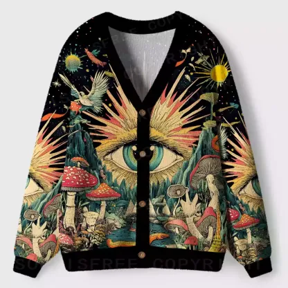 Divine Eye Fungal Grove Ugly Cardigan Sweaters