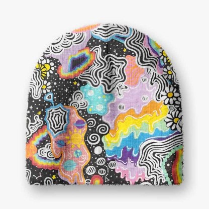 Soulisfree Psychedelic Vortex Collage Fuzzy Beanie
