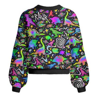 Soulisfree Cosmic Dino Trip Women's Fuzzy Cardigan Sweater