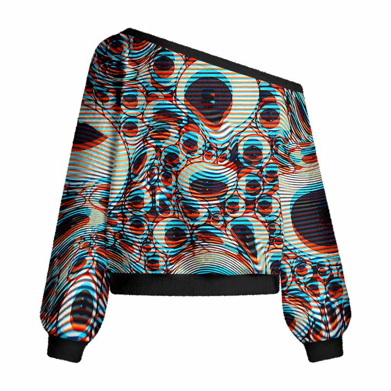 Soulisfree Trippy Optical Vortex Women's Fuzzy Crewneck Sweater