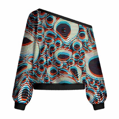 Soulisfree Trippy Optical Vortex Women's Fuzzy Crewneck Sweater