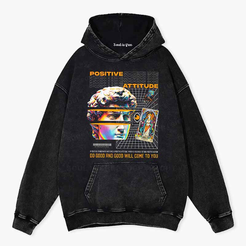 Soulisfree Positive Attitude  Washed Hoodie
