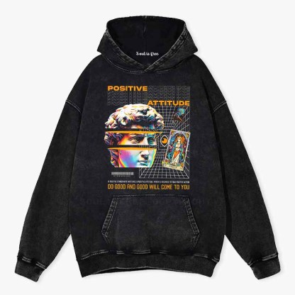 Soulisfree Positive Attitude  Washed Hoodie
