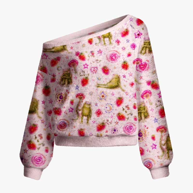 Soulisfree The Little Universe Within Fuzzy Off-Shoulder Sweater