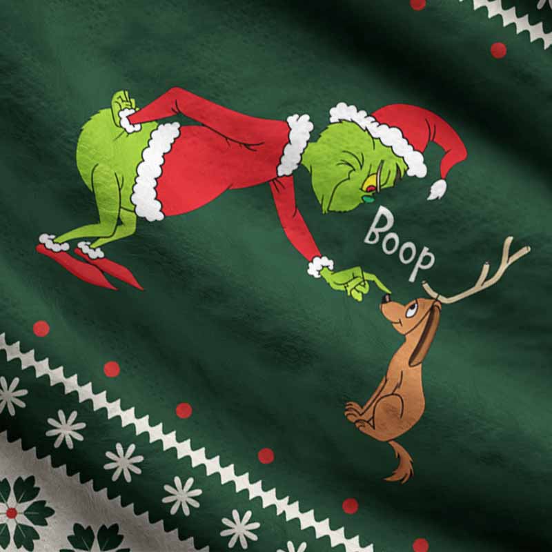Soulisfree Funny Boop Grinch And Max Fuzzy Cardigan Sweater