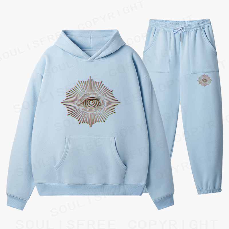 Soulisfree GLITCHED GAZE  Cotton Fleece Hoodie Set