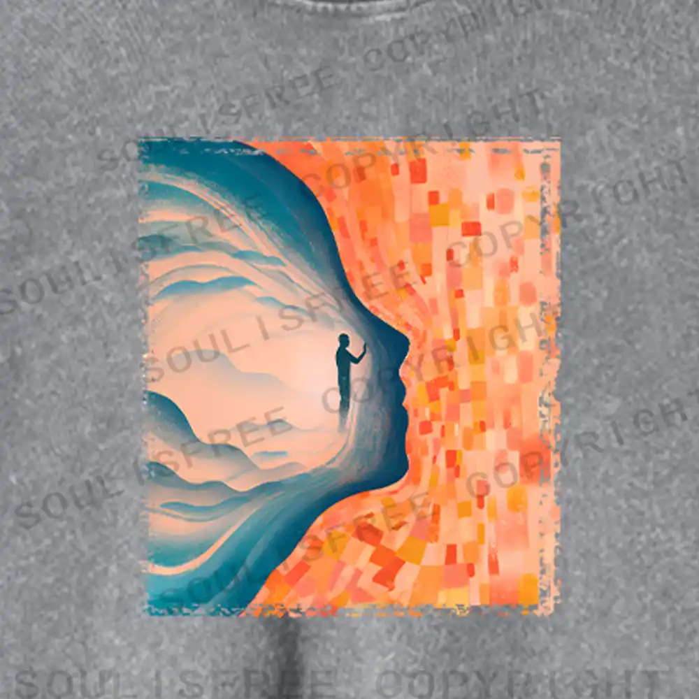 Soul Map Washed Cropped Sweatshirt