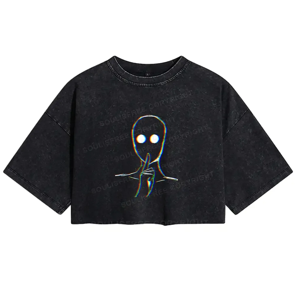 Designed Reminder Of Strangers Washed Crop T-shirt