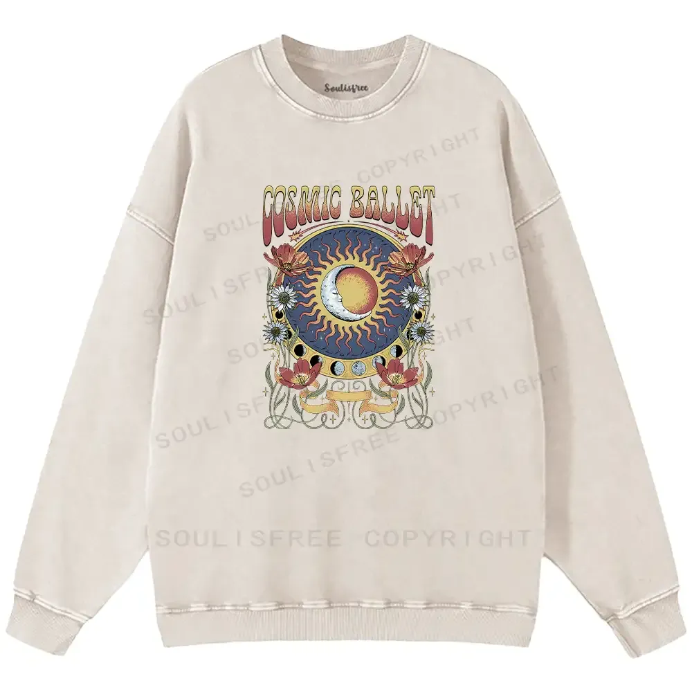Designed Psychedelic Ballet Washed Sweatshirts