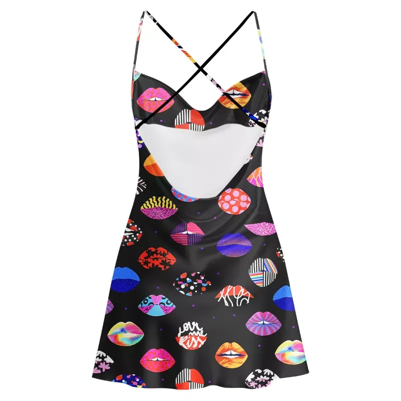 Soulisfree Holo Kiss   Cowl Neck Satin Mini Dress
