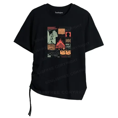 Listen Asymmetrical Top With Side Drawstring
