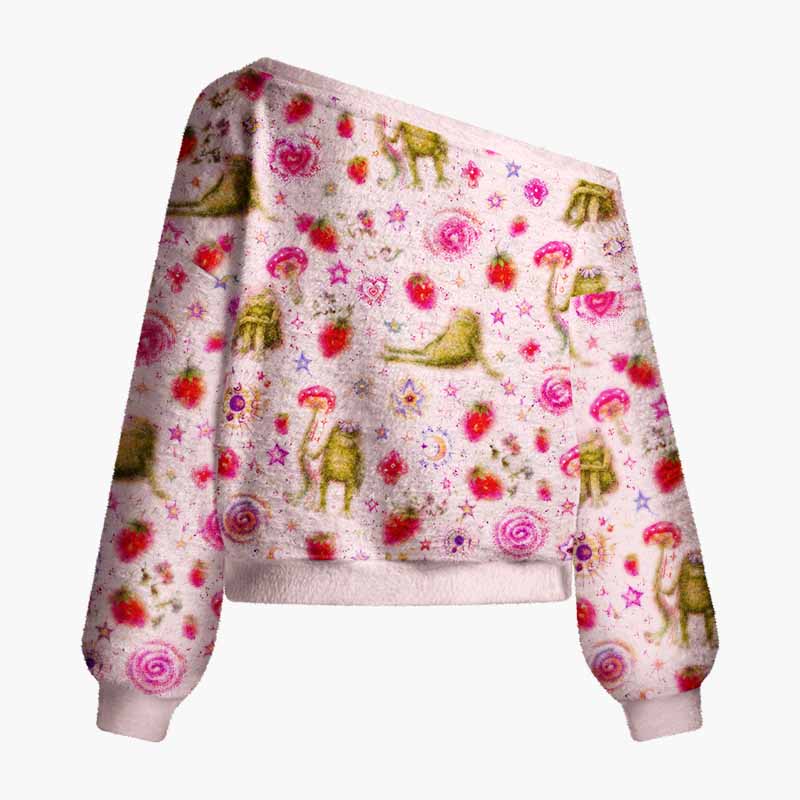 Soulisfree The Little Universe Within Fuzzy Off-Shoulder Sweater