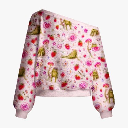 Soulisfree The Little Universe Within Fuzzy Off-Shoulder Sweater