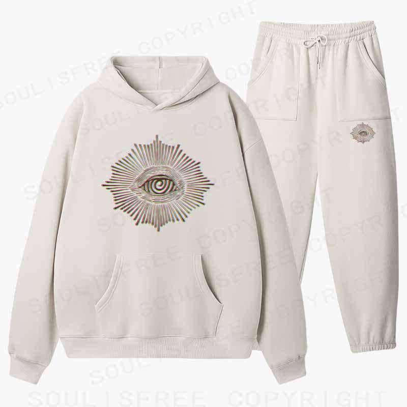 Soulisfree GLITCHED GAZE  Cotton Fleece Hoodie Set