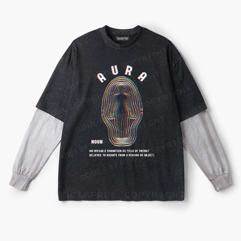 Soulisfree  Glitch Energy Aura Layered Long Sleeve Tee