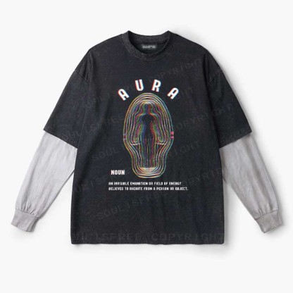 Soulisfree  Glitch Energy Aura Layered Long Sleeve Tee