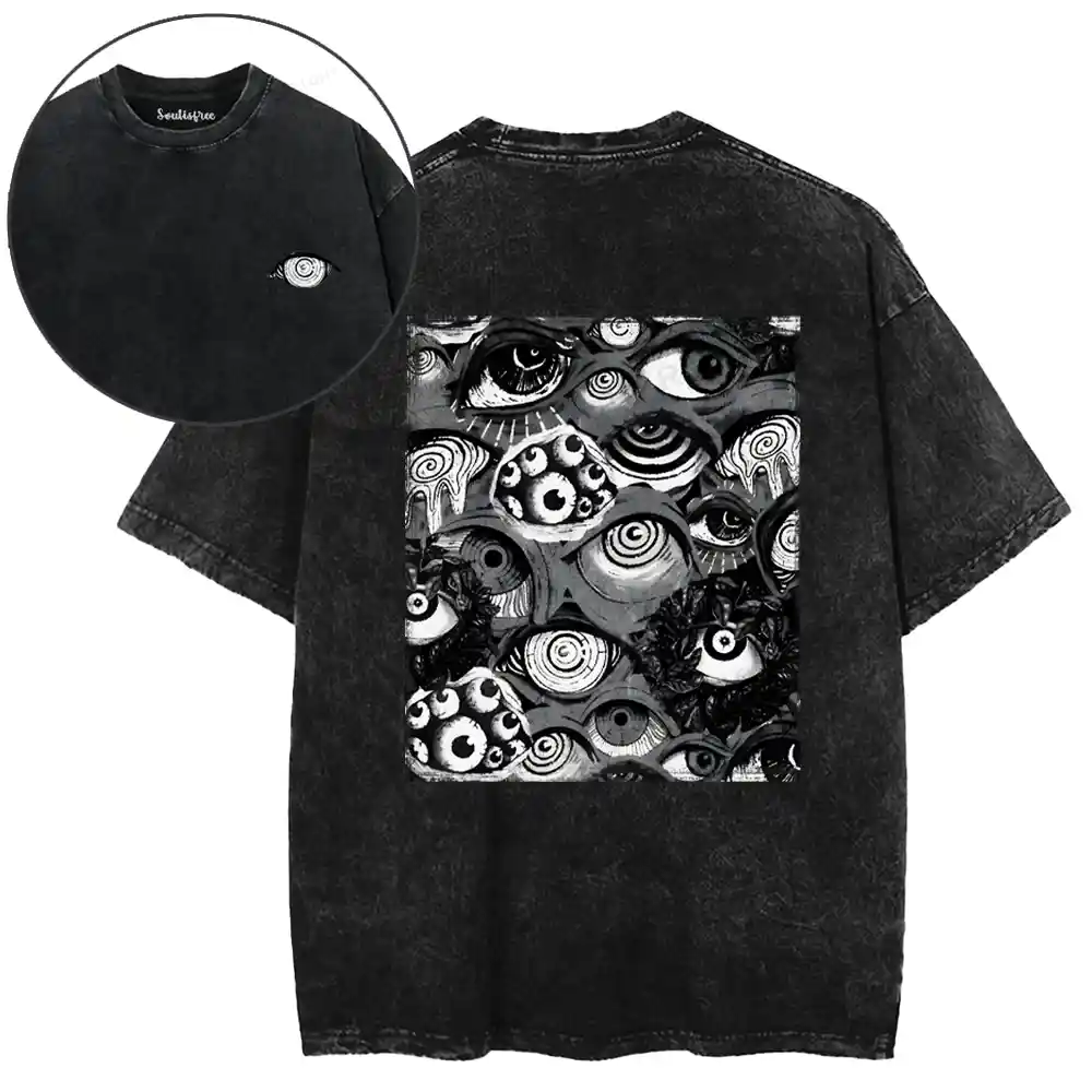 Monochrome Vortex Eye Washed T-shirt