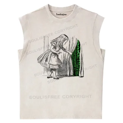 Wandering Into The Digital World Washed Tank Tops