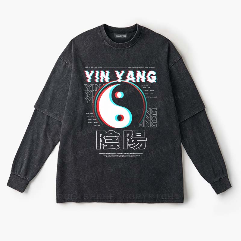 Soulisfree   YIN YANG  Layered Long Sleeve Tee