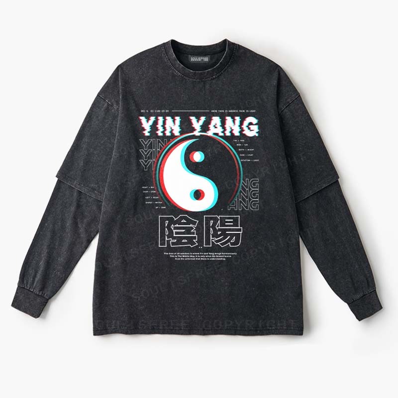 Soulisfree YIN YANG Layered Long Sleeve Tee