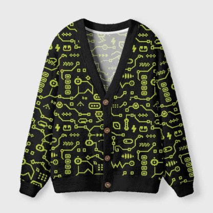 Soulisfree CONSCIOUSNESS CODE Fuzzy Cardigan Sweater 