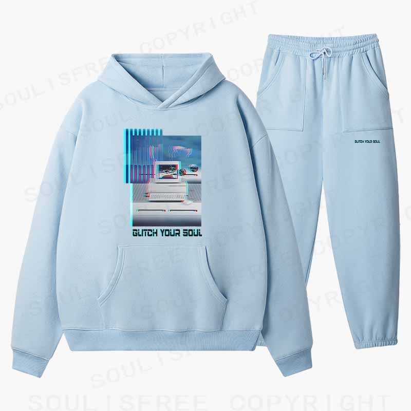 Soulisfree GLITCH YOUR SOUL Cotton Fleece Hoodie Set