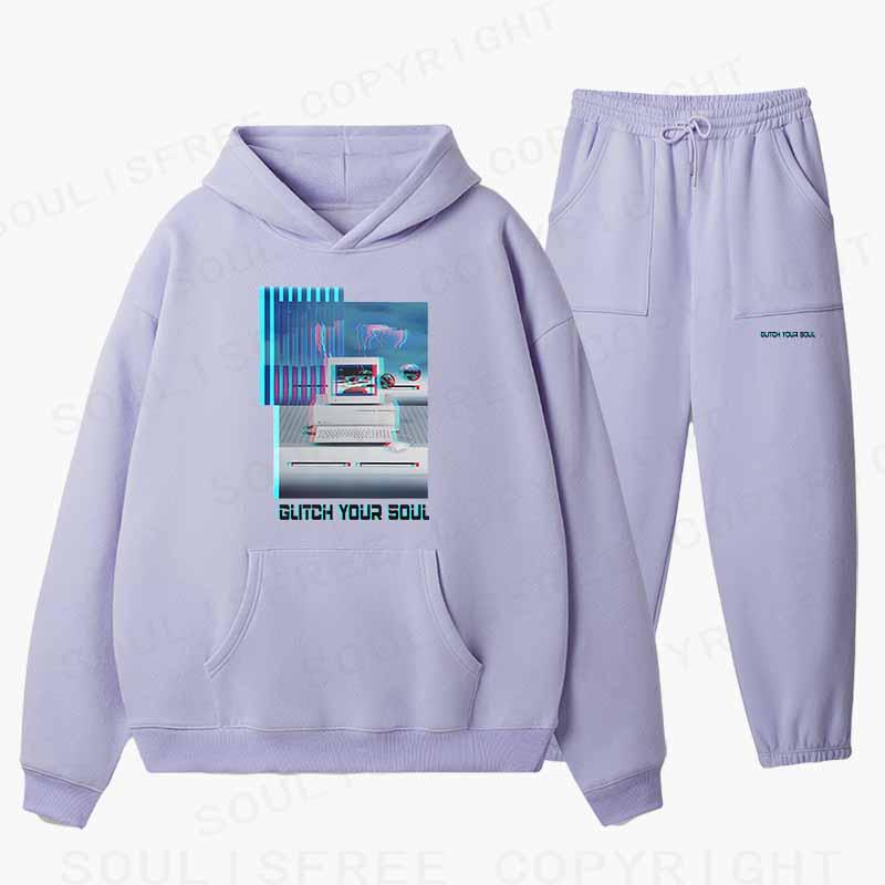 Soulisfree GLITCH YOUR SOUL Cotton Fleece Hoodie Set