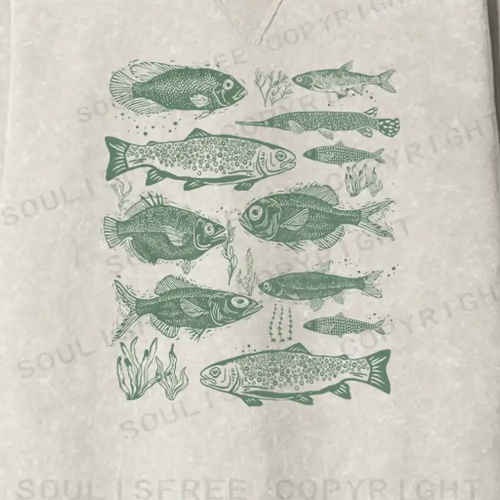 Retro Fish Fit Washed Sweatshirt